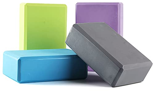 4 Pcs Yoga Blocks High Density EVA Yoga Brick Foam Blocks to Improve Strength, Flexibility and Balance, Non-Slip Surface for Yoga Pilates Meditation