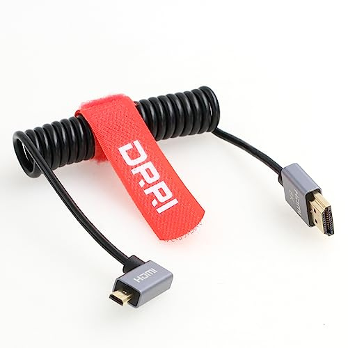 DRRI Cable micro HDMI a HDMI 2.1 de alta velocidad 8K izquierdo para Canon EOS R5 FUJIFILM X-T, Nikon Z6 Z9
