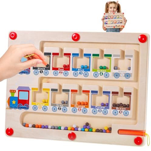 Hejo Magnetspiel Labyrinth Spielzeug ab 2 3 4 5 6 Jahre, Montessori Spielzeug, Farben und Zahlen Lernen Sortierspiel Motorikspielzeug, Kinderspielzeug als Geschenk, Lernspielzeug für Mädchen Junge