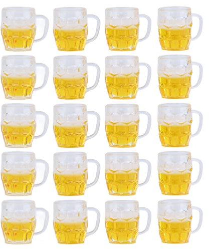 ANKROYU 20 PCS Mini Chopes à Bière Modèle, Mignon Chopes à Bière en Plastique Modèle Bière Boissons Décoration Jouets Maison Accessoires pour Mini DIY Artisanat Accessoires
