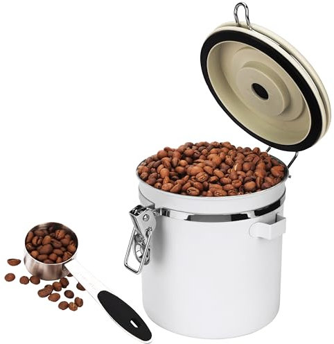 Belle Vous Boîte a Café avec Indicateur de Date - Cuillere Doseuse et Valve CO2 - Boite Hermétique Cafe en Grain 1,4L Acier Inoxydable - Pot Hermetique Grains de Café - The - Sucre