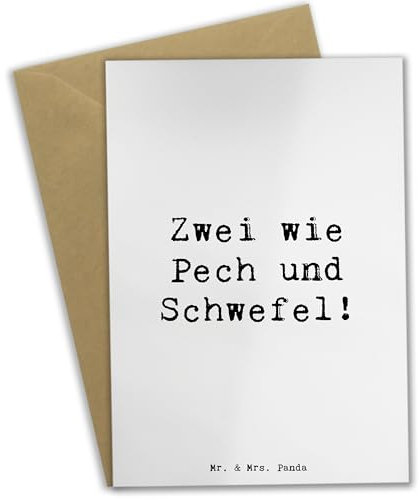 Mr. & Mrs. Panda Grußkarte Spruch Zwillingsgeschwister Duo - Geschenk, Geschwister Sprüche, unzertrennliche Zwillinge, Glückwunschkarte, Klappkarte,