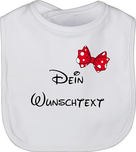 Geschenk mit Namen personalisiert by Shirtracer - Baby Lätzchen - Aufdruck selbst gestalten - Wunschtext mit Schleife I