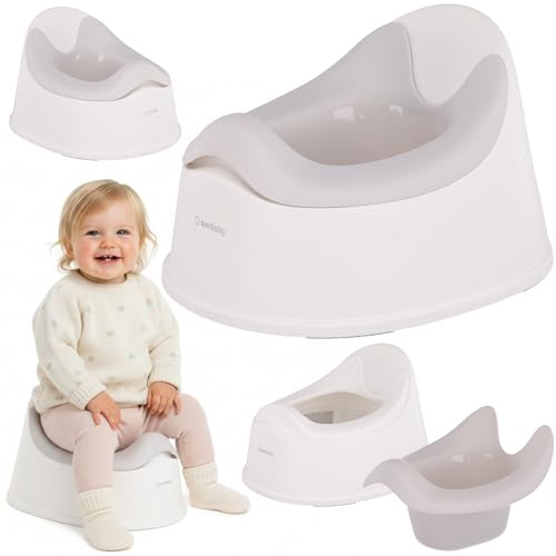 SUN BABY PREMIUM GLAMOUR Kindertöpfchen 18-36 Monate - Weiß-Grau | Rutschfeste Füße, ergonomische Rückenlehne, herausnehmbarer Einsatz und max. Belastung 15 kg