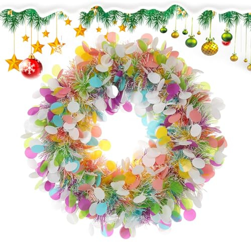 Corona di Natale per porta di Natale, ghirlanda di Natale per esterni, ghirlanda di Natale realistica, ghirlanda di decorazioni natalizie colorate, ornamenti decorativi per porta, mu