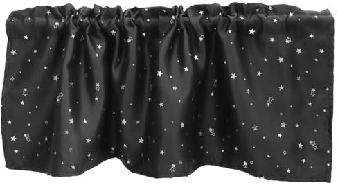 Ciieeo Kleiner Fenstervolant – Rustikaler Verdunkelungsvorhang Für Die Küche Dekorativer Kurzer Rollovolant Für Das Schlafzimmer (Polyester Schwarz)