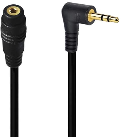 Hanprmeee Right Angle 2.5mm Audio Extension Cable，90 Degree 2.5mm TRRS Male to Female Stereo Audio Aux Cable Compatible with Headphones, Microphone (0.3M)