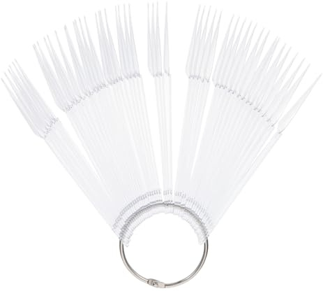 EXQUIMEUBLE Lot De 100 Bâtonnets D’échantillons D’ongles Ovales Transparents, Présentation De Vernis à Ongles Pliables En Éventail, Pour Nail Art Professionnel Et Salon De Manucure