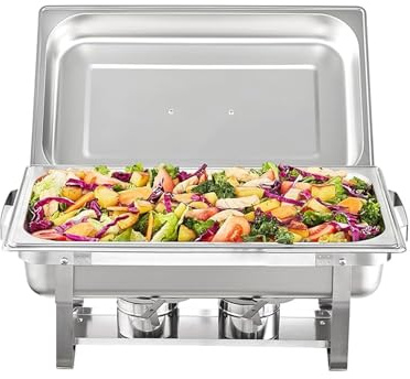 WJYTDHIQS Scaldavivande per Buffet in Acciaio Inox, Chafing Dish Buffet Set, Chafing Dish Catering Buffet Set, 9L Acciaio Inox Rettangolari Catering Server, per Party, Feste, Matrimoni, Banchetti
