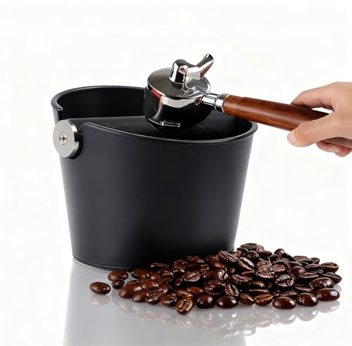 Bumabery Espresso Abschlagbehälter Barista Knock Box für Siebträgermaschinen Mit rutschfestem Boden & Silicone-Klopfstange Abnehmbar & Leicht zu reinigen ABS + Silicone