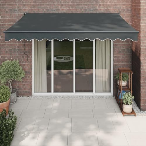 Tenda da Sole Elettrica con Telecomando, Alluminio Antracite 3x2.5m, Tessuto Poliestere PU Resistente UV, per Balcone Terrazza Giardino, con Manovella di Emergenza