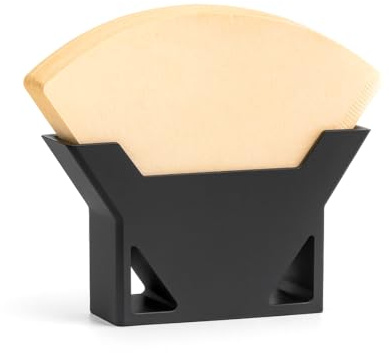 NewGround Designs Kaffeefilter Halter Aufbewahrung – Filterhalter Aufsteller/Halterung für alle Größen – Ständer Modern, Schwarz, Freistehend