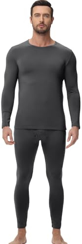 wirarpa Men's Thermal Underwear Set Long Johns Top & Bottom Dark Grey M