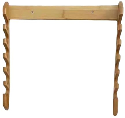 Support mural en bois pour canne à pêche et queue de billard pour garage, sous-sol, salle de jeux - 6 emplacements