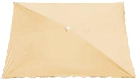 Ombrellone rettangolare di ricambio, 300 x 200 cm, a 4 e 6 stecche, impermeabile, in tessuto per esterni, per tavolo da giardino, mercato, colore cachi