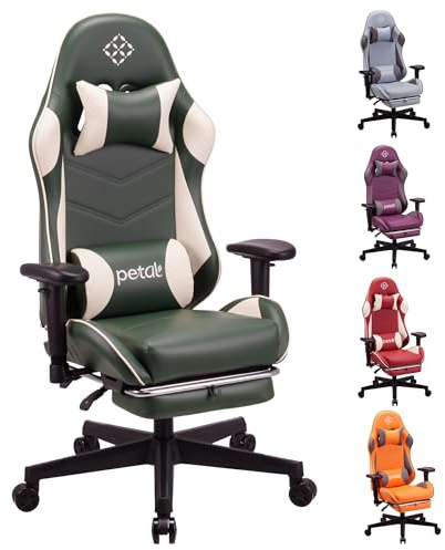Play haha.Ergonomic reclining seat with footrest adjustable headrest and lumbar cushion high back support padded armrests PU leather finish for gaming home or office use