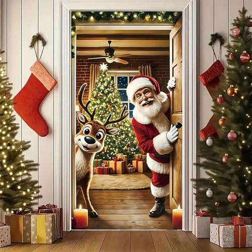 Weihnachtliche Türdekoration,Schneemann Weihnachtsmann Türdekoration,Wanddekoration,fröhliches Weihnachtsbanner für drinnen draußen,winterliche Party Neujahrsdekoration Eingangsbereich (B5)