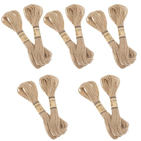 Kisangel 10pcs 2mm 3-ply Jute Rope 10m Multi-Purpose DIY Craft Cord Natural Decorative Twine for Handmade Projects, Home Decor, and Wrapping