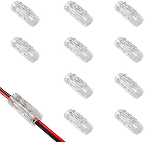 Wcawnlt Kabelverbinder 2 Polig 10er Pack, Doppelader Steckverbinder für 0,35 0,5 mm², Wago Klemmen 2 Polig Transparent, Elektro Klemmen Schnellverbinder für Haus, Hotel, Beleuchtung