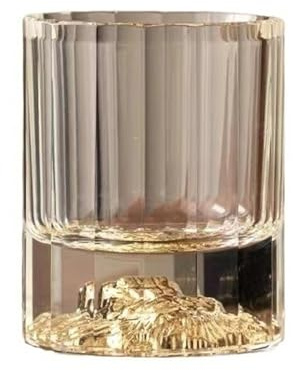 Hhaoran-9868 Taza de cristal Vasos de whisky lujo con rayas verticales, relieve 3D cabeza león, base gruesa, estilo Old Fashioned, 150 ml Vasos Vasos De Agua(Gold)