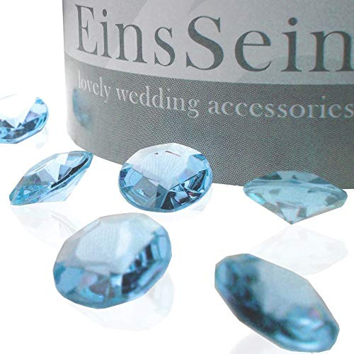 EinsSein 100x Funkelnde Diamantkristalle Acryl 12mm hellblau Diamanten Dekosteine Hochzeit Deko Tischdeko Streudeko Glitzersteine Steine Hochzeits Dekodiamanten