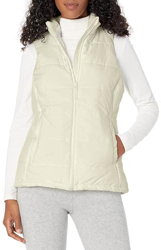 Amazon Essentials Damen mittelschwere Pufferweste, Elfenbein, Größe L