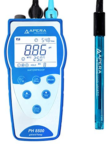 Apera Instruments PH8500 tragbares pH-Messgerät mit GLP-Datenverwaltung | pH-Messbereich -2,00 bis 16,00