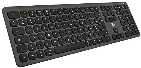 BlueElement Keyboard - Teclado Bluetooth inalámbrico Recargable, diseño Ultra Delgado de Aluminio, Teclas silenciosas, duración de 90 Horas, para Mac y iPad - Diseño AZERTY (Negro)