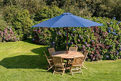 Octagonal 3.5m Wooden Garden Parasol - Navy Blue