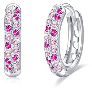 CUOKA MIRACLE Mädchen Creolen Zirkonia Silber 925 Kinder Creolen Klein Kreolen Durchmesser 13mm Klappcreolen Zirkonia Ohrringe für Damen Mutter Tochter