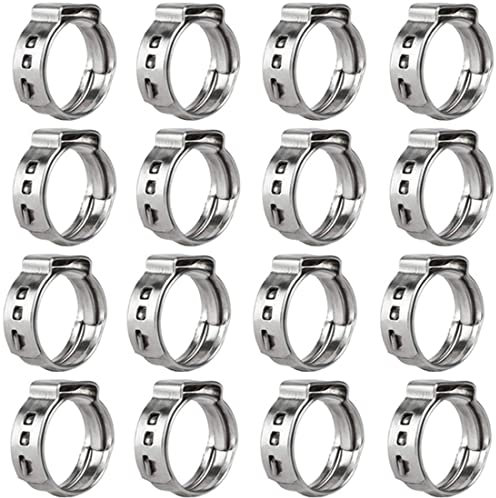 40Pcs 20.3mm-23.5mm Single Ear Hose Clamps 304 Stainless Steel PEX Cinch Clamps Stepless Cinch Crimp Rings Pinch Clamps for Pipe Fitting Connections