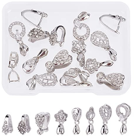 SUPERFINDINGS 16pcs 8 Styles Anhänger Kette Verschluss Clip Messing Halskette Verschlüsse Zirkonia Eispickel Pinch Bails Für DIY Craft Armband Schmuckherstellung