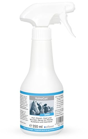Alfavet VulnoCyn 350 ml - Wundspray für Pferde, Nutztiere, Hunde, Katzen | Antiseptisches Spray gegen Bakterien, Viren & Pilze - Ohne Alkohol zur schmerzfreien Wundreinigung & Heilung