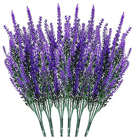 ＣＨＡＭＥＥＮ 6 STK Künstlicher Lavendel 5 Köpfe Plastik Künstliche Blumen für Hochzeit DIY Garten Hotel Zuhause Deko Lila