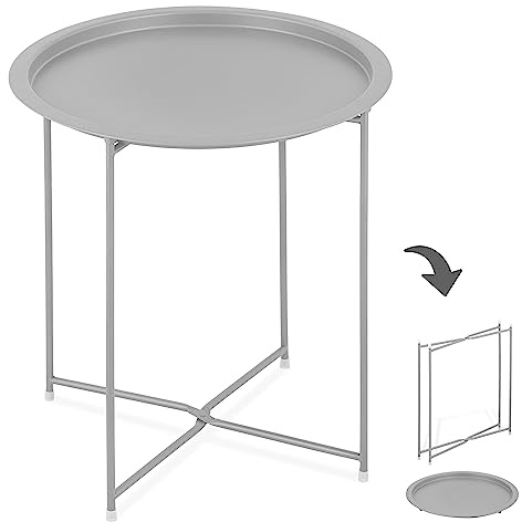 SILKMARKS® Beistelltisch für In- und Outdoor - Klappbarer Gartentisch 2. Wahl - Terrassentisch in vielen schönen Farben - Grilltisch Kaffeetisch (Hellgrau)