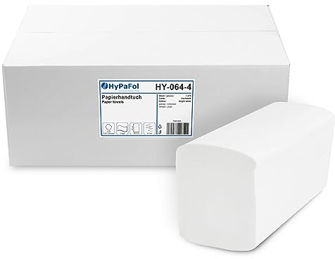 Hypafol Interfold Papierhandtücher 20,5 x 32 cm, auf 8 cm gefaltet I 2-lagige Papiertücher für Spender in Toiletten, Büros & Praxen I Weißes Handtuchpapier aus geprägtem Zellstoff I 1875 Blatt