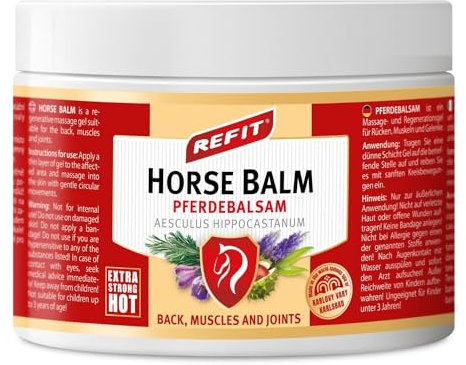 REFIT® Pferdebalsam Extra Stark HOT XXL 500 ml – Pferdesalbe Wärmend mit Arnika, Beinwell und Rosskastanie - Salbe in Gel-Form Wirkt Gegen Muskelkater & Gelenke (Für Rücken, Nacken, Füße, Knie)