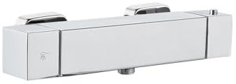 HomeLava Duscharmatur mit Thermostat, Aufputz Mischbatterie Dusche mit 38 °C Sicherheitsstopp Thermostatisches Brausebatterie, Quadrat Duschthermostat für Badezimmer und Wanne, Chrom