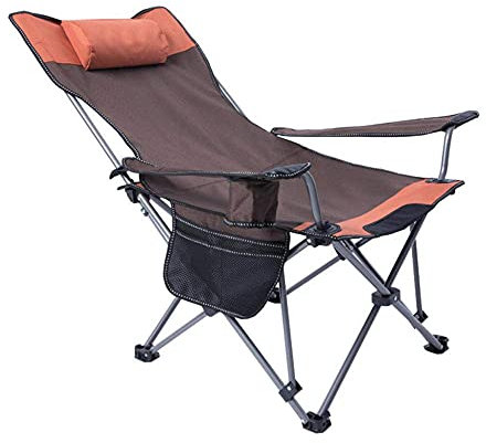 YLQHZW Outdoor-Klappstuhl, Angelstuhl, tragbar, zum Sitzen und Liegen, Doppelfunktions-Liege, Mittagspause, Bett, Camping, Strandkorb, orangefarbenes Oxford-Gewebe