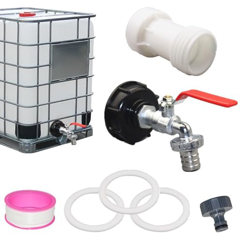 HuaMuDM IBC Tank zubehör, Wasserfass 1000l Auslaufhahn, IBC Tank Auslaufhahn, Regenfass Auslaufhahn IBC, IBC Container zubehör auslaufhahn regentonne 1000l wassertank zubehör auslaufhahn (3/4)