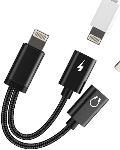 Adattatore Jack Doppio Lightning Cuffie per Apple iPad Accessori Aux Caricatore Cavo Adapter Audio Auricolari Cavetto Headphone Sdoppiatore per iPhone 14 13 Ricarica Autoradio Cuffia Dongle ip-NLFX