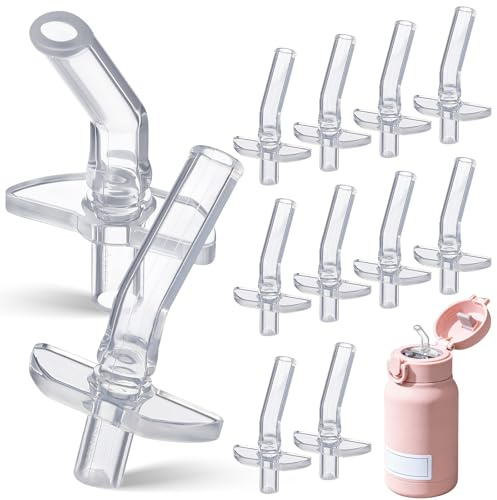 PRETYZOOM Lot de 12 Embouts de Paille en Silicone Transparent pour Gourde Enfant – Anti-Fuite & Facile à Installer pour École, Activités Extérieures et Voyage, Idéal pour Bébés et Jeunes Enfants
