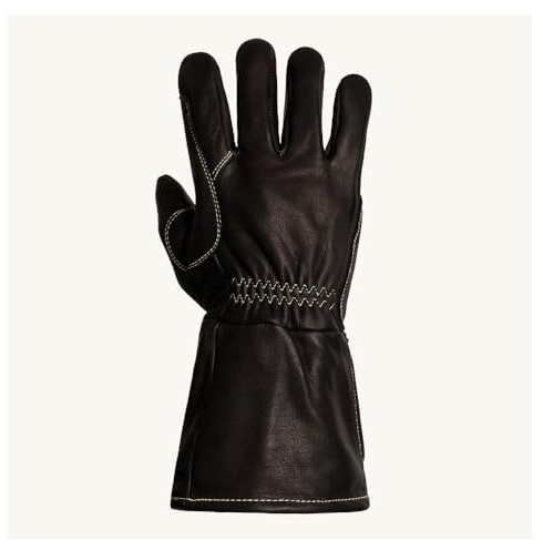 Endura 398OBPBLH-3XL Left Hand Welding Gloves, 3XL, Goatskin Leather, Black, Dupont Kevlar Fiber Lining, 5 in Gauntlet Cuff