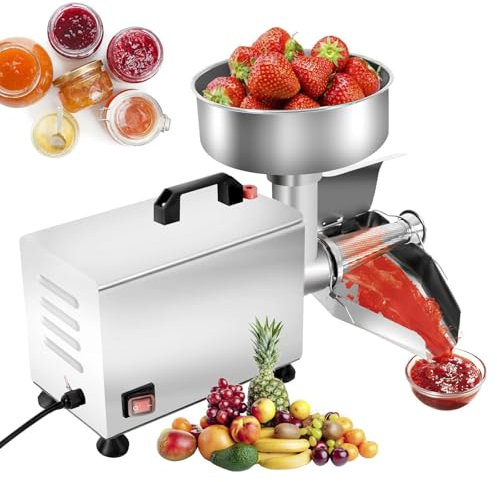 RSQQL Electric Tomato Strainer Machine, 450W Commercial Food Milling Press Machine, Jams & Sauces Squeezer Maker, 90-160kg/H, Stainless Steel Fruit Press Squeezer