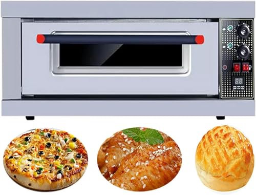 XSDAJSD Four à Pizza Professionnel de comptoir, Simple étage, Four à Pizza électrique en Acier Inoxydable 220 V 3 200 W, Machine à Pizza d'intérieur Polyvalente pour Restaurant, bretzels Faits Maison