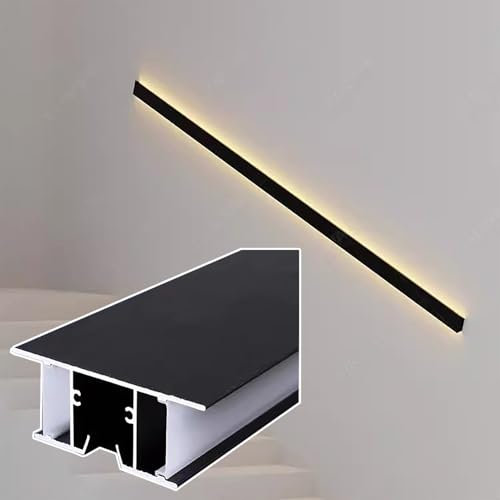 Jievmrs Led Channel 1 to 10 Pack 6.6ft Black Led Aluminum Channel, Crown Molding Lighting Led Strip Diffuser Profile, Linear Baseboard Lighting Track for Ceiling/Wall(1Pack)