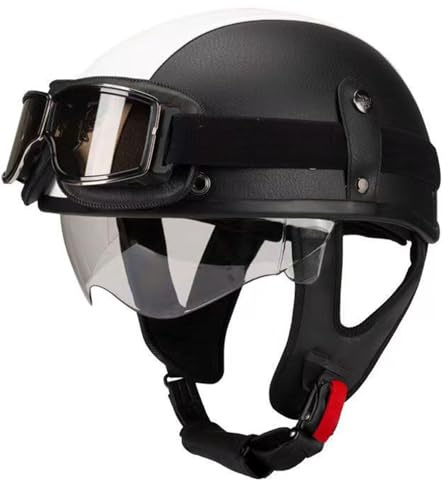 Caschi Moto Demi Jet con Doppia Visiera ECE Omologato Casco Cromwell Scodella Moto Aperto Casco Moto per Crash Mofa Scooter Chopper Racing Casco per Donna e Uomo 1,S:55-56CM
