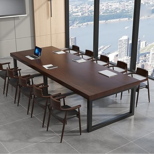 WNGJZZYC Mesa de Conferencias Grande, Mesa Oficina de Madera Maciza, Fácil de Montar, con Capacidad para 5-10 Personas, con Soporte Metálico, Grandes Reuniones (Sillas no Incluidas)(Brown,160x60x