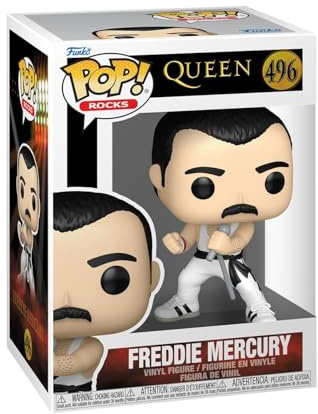 Funko POP! Rocks: Queen - Freddie Mercury (White Singlet) | Offizieller Fanartikel und Merch - Vinyl Sammelfigur als Regal Deko - Geschenkidee zum Geburtstag für Fans und Sammler
