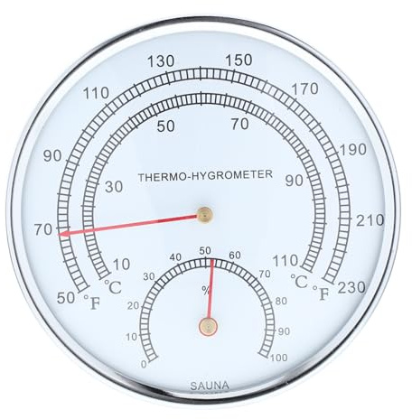 Gogogmee Termómetro Sauna Higrómetro con Pantalla Grande Resistente Altas Temperaturas Medidor Temperatura Humedad para Interior Accesorio Hogar Sauna